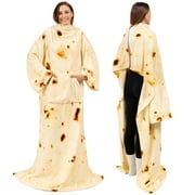PAVILIA Burrito Fleece Wearable Blanket with Sleeves for Adults Women Men, Soft Warm Full Body Wrap Throw, Sweatshirt Pocket, Cozy Pullover Robe Blanket with Arm, Gifts for Christmas Mom Wife