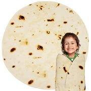 PAVILIA Burritos Tortilla Blanket, Double Sided Realistic Burrito Taco Throw Blanket Wrap, Gag Gifts for Kids Boys Girls Teens Birthday, Funny Food Blanket Weird Stuff, Beige, 47in
