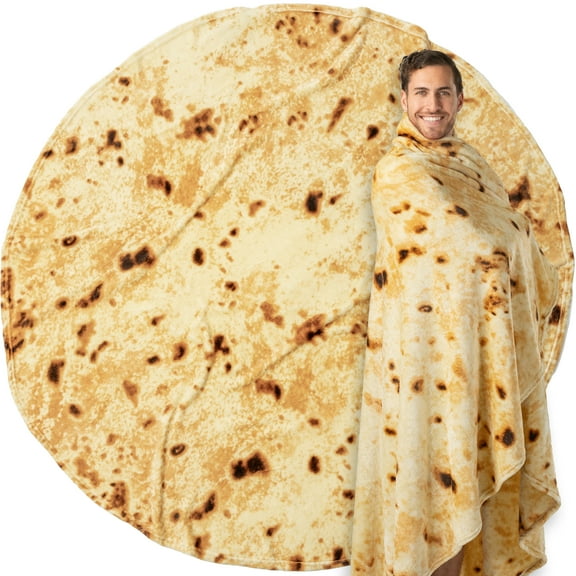 PAVILIA Burritos Tortilla Blanket, Double Sided Taco Corn Wrap Novelty Throw for Adult Kid Teen, Realistic Food Blanket, Funny Gag Gift for Birthday, Yellow Corn 80in