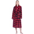 thumbnail image 1 of PAVILIA Checker Red Women Robe Fleece Plush Soft, Fluffy Fuzzy Cozy Warm Lightweight Bathrobe, Shower Spa House Long Robe for Women, S/M, 1 of 10