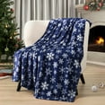 thumbnail image 1 of PAVILIA Christmas Throw Blanket | Navy Snowflake Christmas Fleece Blanket | Soft, Plush, Warm Winter Cabin Throw, 50x60 (Navy/White Snowflake), 1 of 9