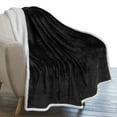 thumbnail image 1 of PAVILIA Contemporary Black Solid Microfiber Fleece Throw, 50" x 60", 1 of 7