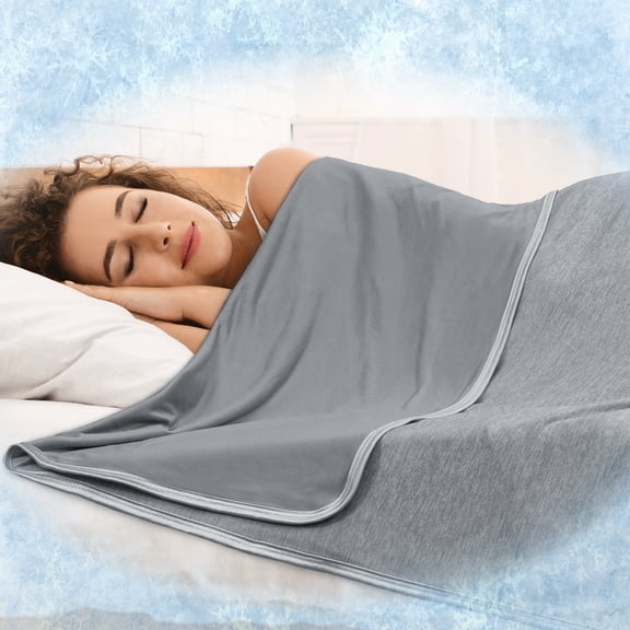 PAVILIA Cooling Blanket for Hot Sleepers, Lightweight Summer Blanket for Bed, Cooling Chill Throw Blanket for Night Sweats Absorb Heat for Adult Kid Baby on Warm Night, Light Grey, 50x60 inch