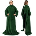 thumbnail image 1 of PAVILIA Emerald Green Fleece Wearable Blanket with Sleeves for Adults Women Men, Soft Warm Full Body Wrap Throw, Sweatshirt Pocket, Cozy Pullover Robe Blanket with Arm, Gifts for Christmas Mom Wife, 1 of 9
