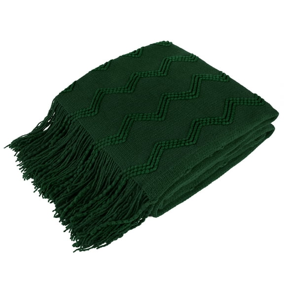 PAVILIA Emerald Green Knit Throw Blanket for Couch Bed, Soft Knitted Farmhouse Sofa Throw for Living Room, Lightweight Decorative Summer Throw Blanket for Chair, Outdoor Textured Boho Blanket, 50x60