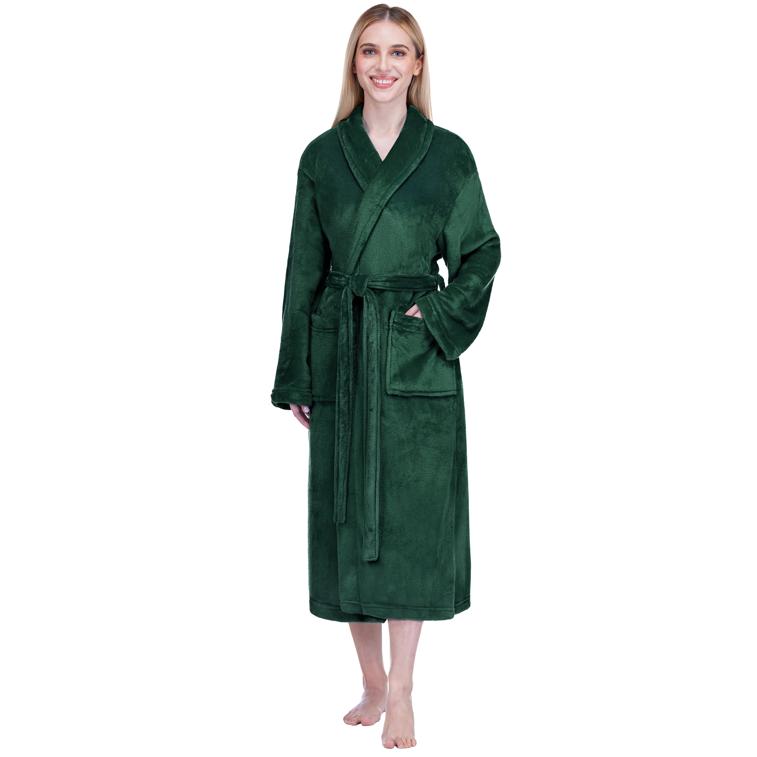 Uzzy Robe PAVILIA Emerald Green Women Robe Fleece Plush Soft, Fluffy Fuzzy Cozy ...