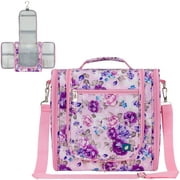 PAVILIA Extra Large Toiletry Bag Travel Bag for Women Men, Hanging Cosmetic Organizer, Water Resistant Makeup Bag for Accessories Toiletries, Travel Essentials Kit (Floral Pink)