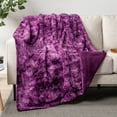 thumbnail image 1 of PAVILIA Faux Fur Throw Blanket Tie-Dye Purple, Soft Fuzzy Warm Sherpa Blankets & Throws for Bed, Fluffy Plush Thick Fleece Throw Blanket for Couch Sofa, Reversible Furry Shaggy Blanket, Purple 50x60, 1 of 7