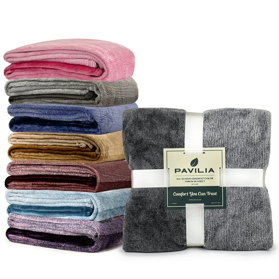 PAVILIA Flannel Fleece Throw Blanket for Couch | Super Soft Cozy Microfiber Couch Blanket | Decorative Accent Throw