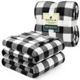 thumbnail image 1 of PAVILIA Black and White Buffalo Plaid Fleece Bed Blanket King Size, Soft Checkered Flannel Blanket for Sofa, Plaid Christmas Couch Throw Bed, Warm Cozy Decorative Blanket Fall Decor Gift, 90x108, 1 of 8