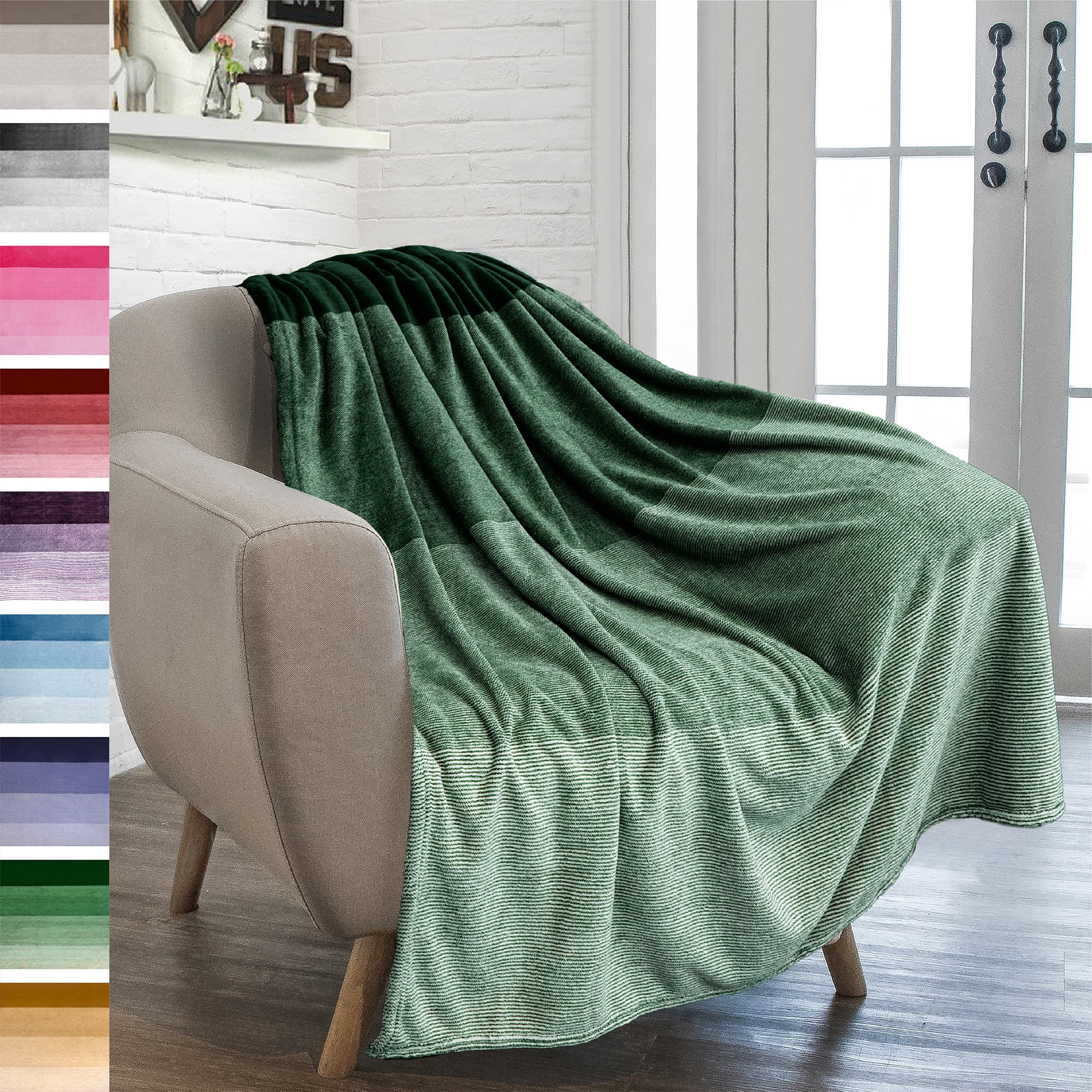 Emerald Green Gradient Fleece Throw Blanket, 50" x 60"