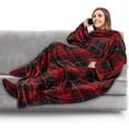 thumbnail image 1 of PAVILIA Fleece Blanket with Sleeves, Foot Pockets for Women Men Adults, Plush Wearable Blanket Throw Wrap, Warm Snuggle Blanket Robe, Cozy Gift Ideas Wife Mom, Plaid Red, 1 of 7