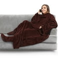 PAVILIA Fleece Blanket with Sleeves and Foot Pockets for Women Men