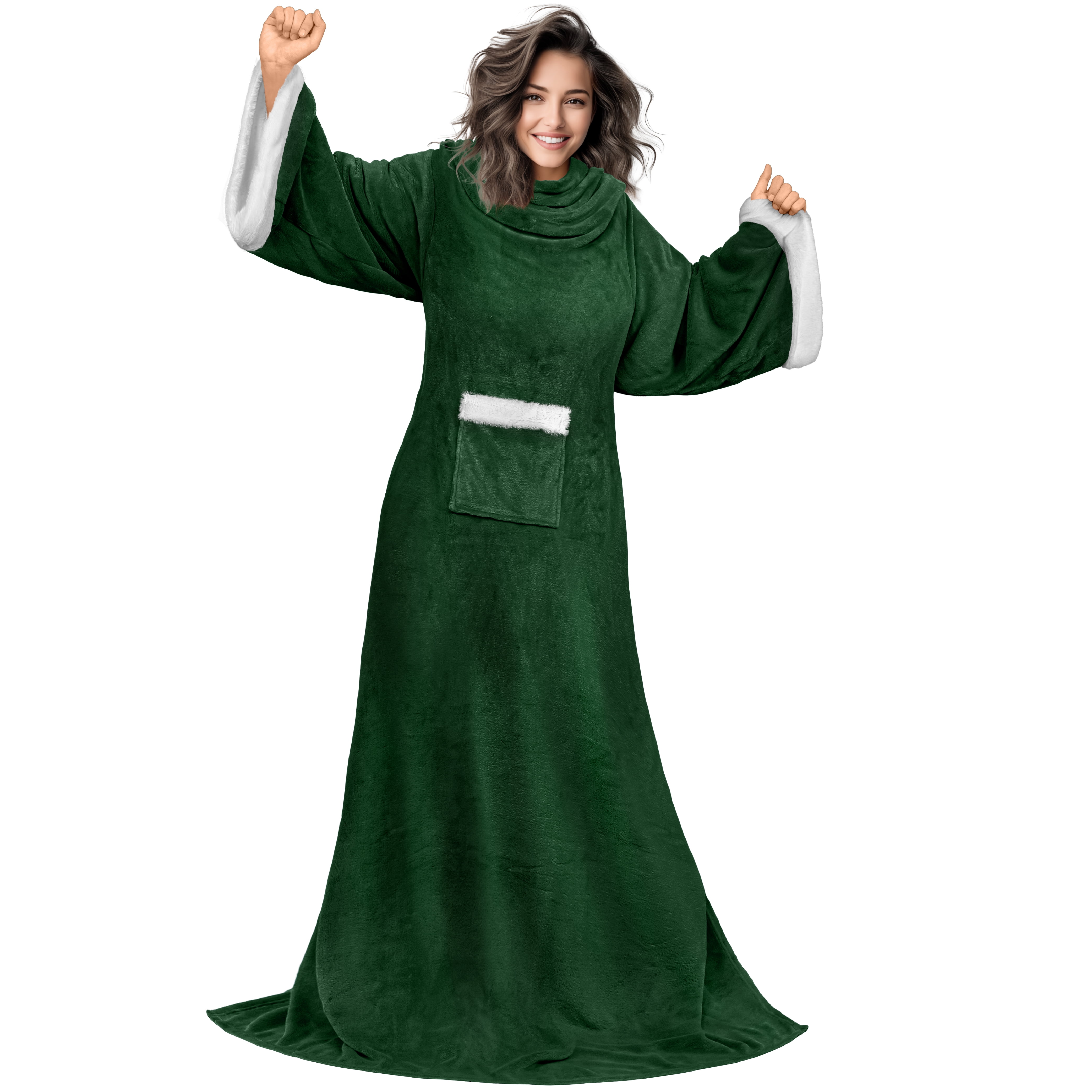 PAVILIA Fleece Blanket with Sleeves for Women Men Adults, Wearable