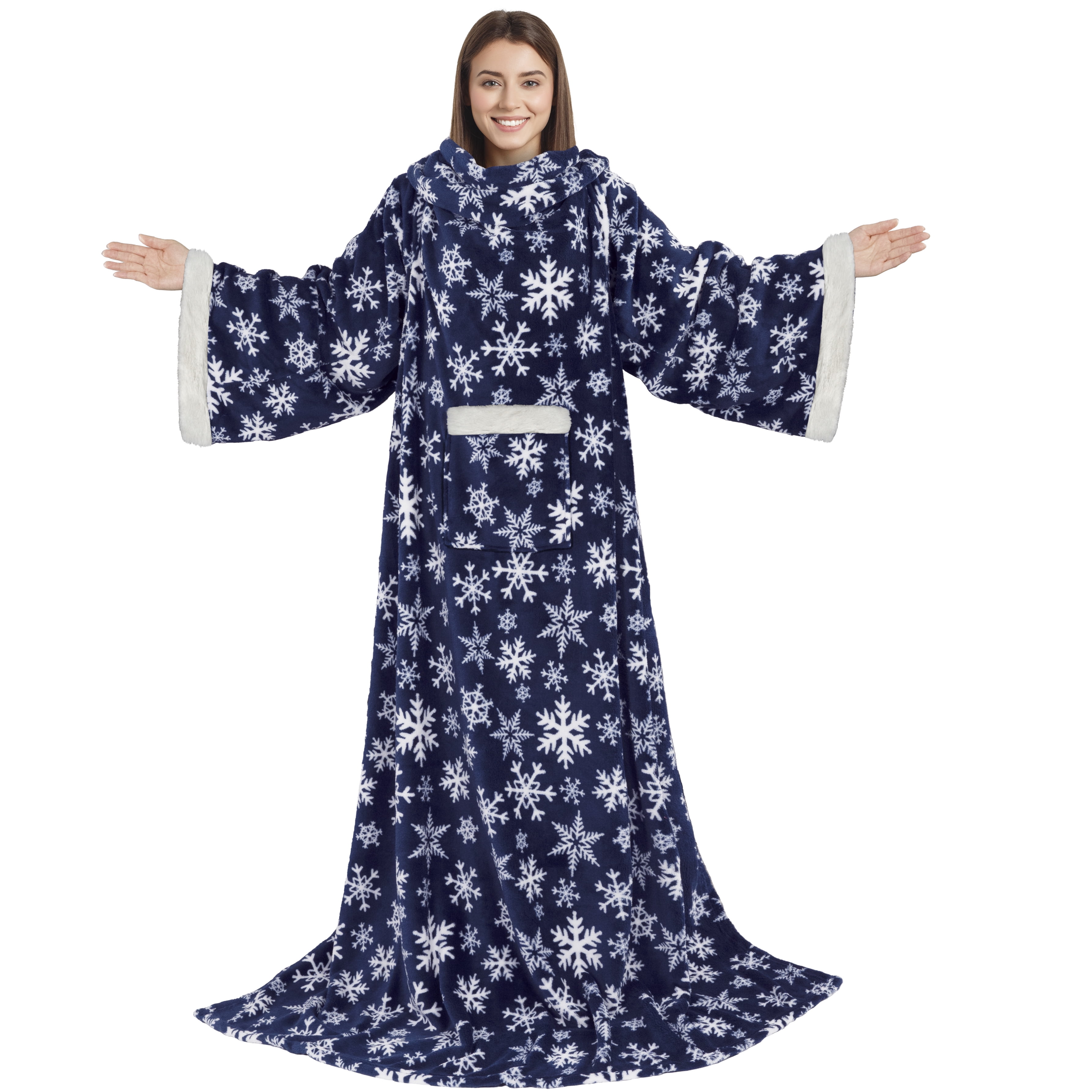 PAVILIA Fleece Blanket with Sleeves for Women Men Adults, Wearable