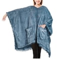 thumbnail image 1 of PAVILIA Fleece Poncho Blanket for Women |  Wearable Blanket Gift, Warm TV Shawl Sweater Cape with Pom Pom Fringe and Pockets, Cozy Gifts for Women (Dusty Blue), 1 of 7
