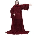 thumbnail image 1 of PAVILIA Fluffy Blanket with Sleeves Women Men Adults, Wearable Blanket Plush Soft Fuzzy, Hug Sleep Pod Snuggle Pocket Sleeved TV Throw, Sherpa Fleece Warm Cozy Shaggy Gift Ideas Mom Wife, Burgundy Red, 1 of 7