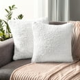 thumbnail image 1 of PAVILIA Fluffy White Throw Pillow Covers, Decorative Accent Pillow Cases for Bed Sofa Couch, Soft Faux Fur Cushion Cover, Square Sherpa Pillowcases, Home Room Decor, White, 20x20 Set of 2, 1 of 8