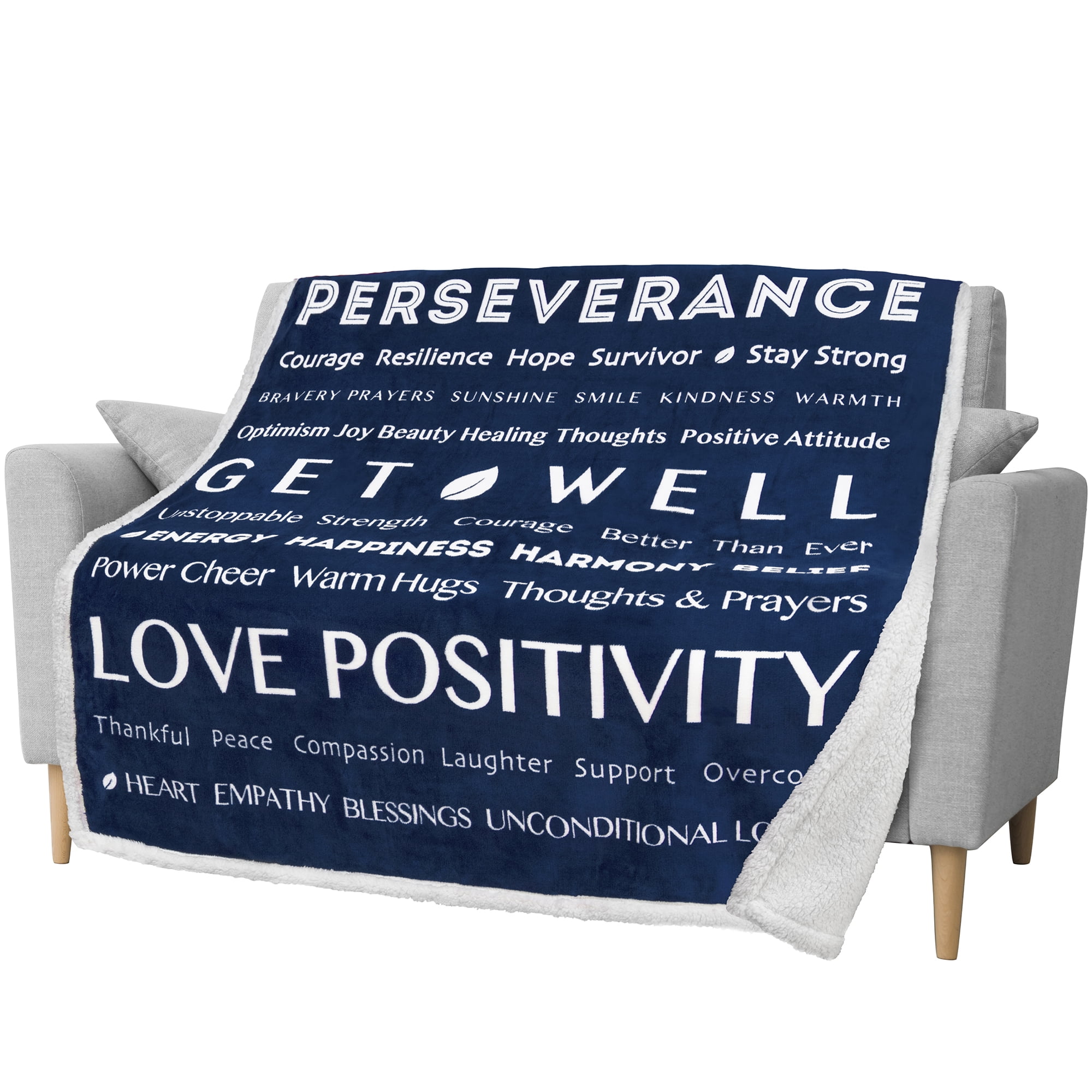 Navy Reversible Sherpa Fleece Kids Blanket