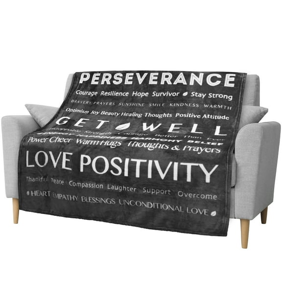 PAVILIA Get Well Soon Gifts for Women Men, Sympathy Blanket Inspirational Thoughtful Gift, Soft Fleece Healing Blanket Surgery Wellness Comfort, Hug Love Throw Gift Cancer Chemo Patients, 50x60 Gray