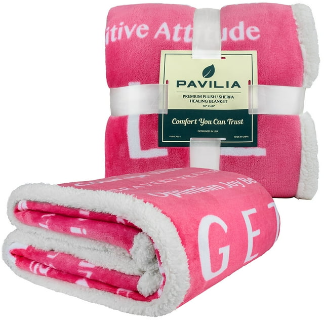 PAVILIA Get Well Soon Gifts for Women, Sympathy Blanket Inspirational Thoughtful Gift, Sherpa