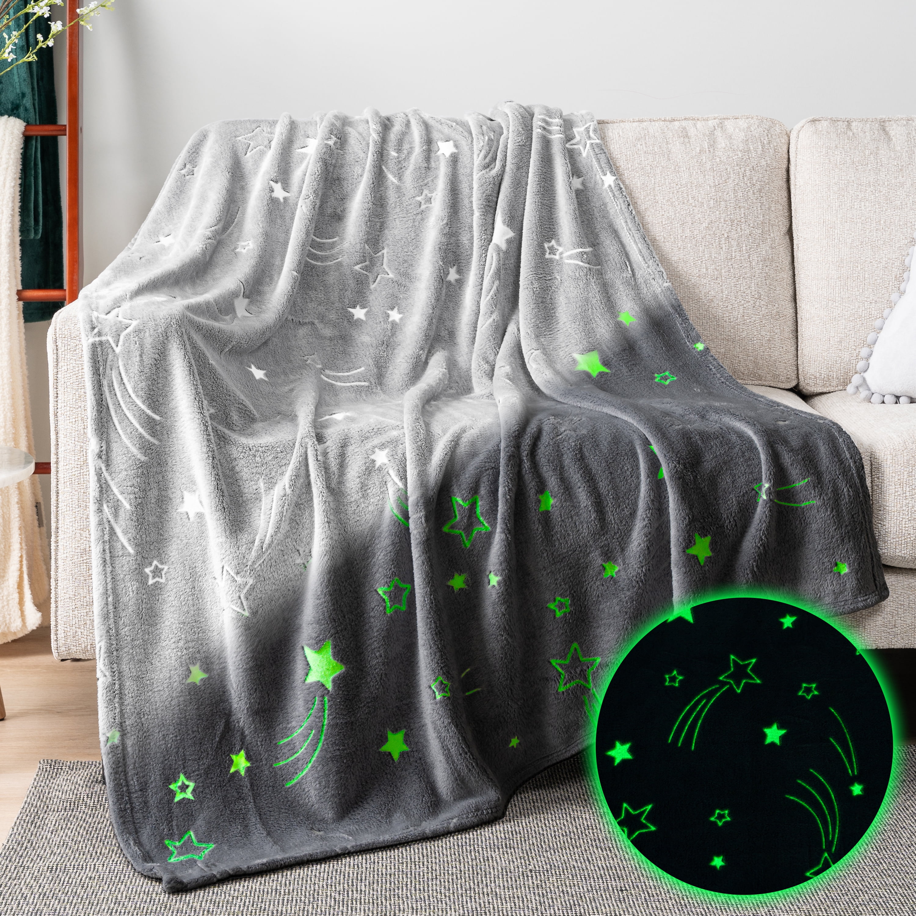 Glow in the Dark Shooting Star Fleece Blanket for Kids