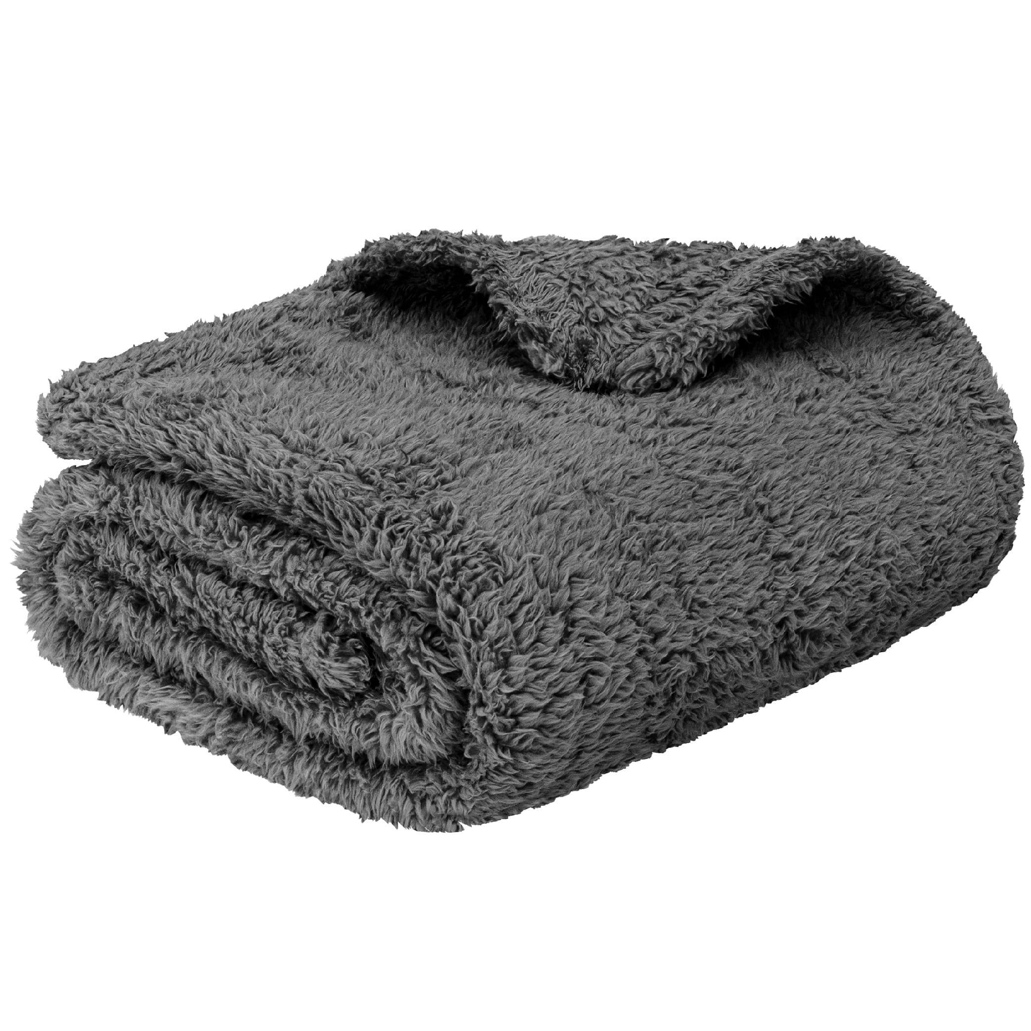 Gray Queen Size Plush Sherpa Fleece Blanket