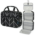 thumbnail image 1 of PAVILIA Hanging Toiletry Bag Travel Bag Women Men, Foldable Cosmetic Organizer, Roll up Makeup Bag, Water Resistant Accessories Toiletries, Large Travel Essentials Kit (Black Chevron), 1 of 8