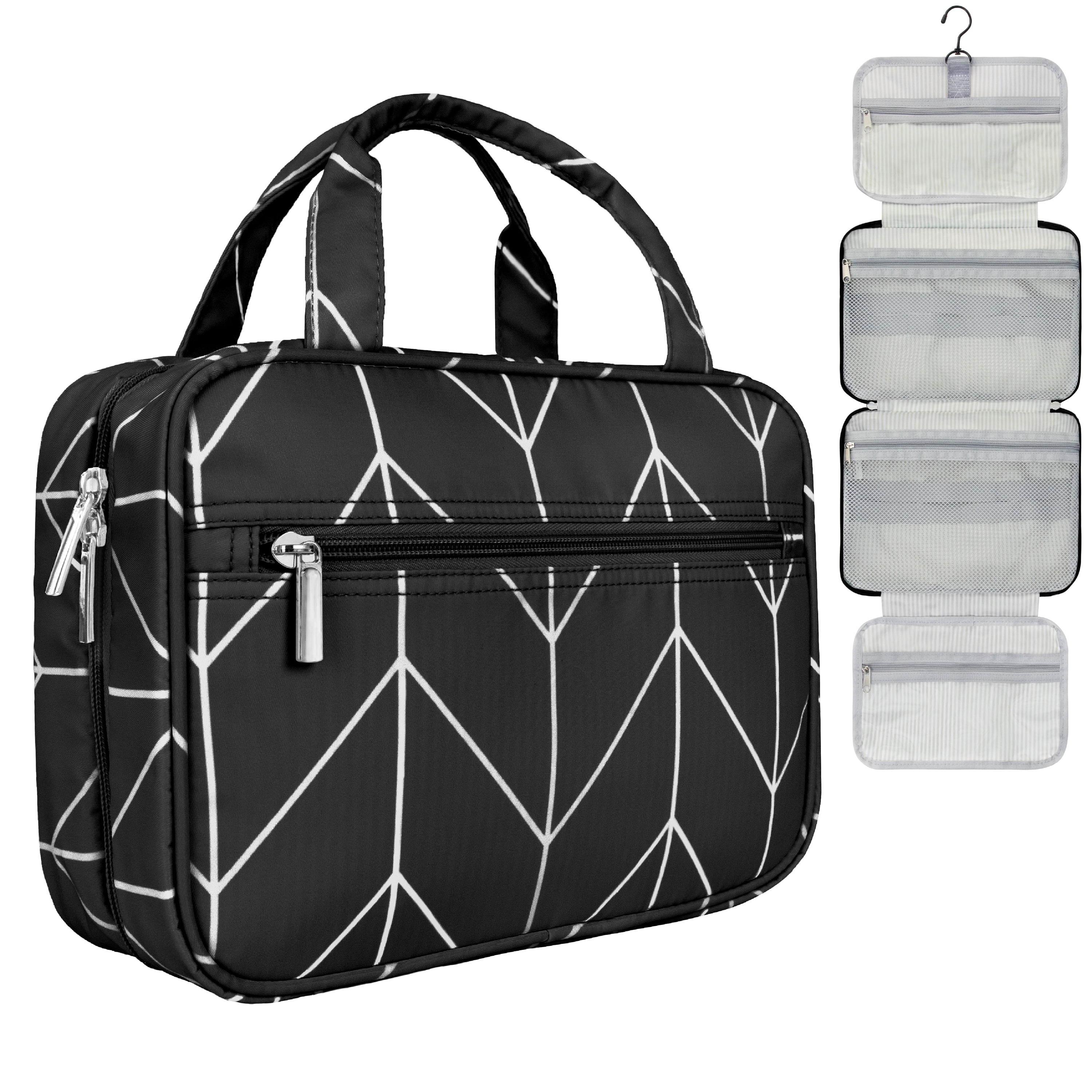 Large Toiletry Bag Travel Organizer with Hanging Hook, Water-resistant  Makeup Cosmetic Bag Travel Case for Accessories, Shampoo, Toiletries,  Personal Hygiene Items- Black Plaid 