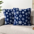 thumbnail image 1 of PAVILIA Holiday Throw Pillow Covers 18x18 Set of 2, Decorative Pillow Cases Bed Sofa Couch, Christmas Winter Accent Decor Cushion Bedroom Living Room, Velvet Square Euro Sham Covers, Snowflake Blue, 1 of 8