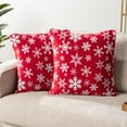 thumbnail image 1 of PAVILIA Holiday Throw Pillow Covers 20x20 Set of 2, Decorative Pillow Cases Bed Sofa Couch, Christmas Winter Accent Decor Cushion Bedroom Living Room, Velvet Square Euro Sham Covers, Snowflake Red, 1 of 7