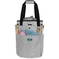 thumbnail image 1 of PAVILIA Knitting Bag Crochet Organizer Bag, Yarn Storage Tote, Knitting Accessories Supplies, Yarn Holder For Knitting With Grommets, Needles Hooks Essentials, Crochet Project Case (Chevron Gray), 1 of 7