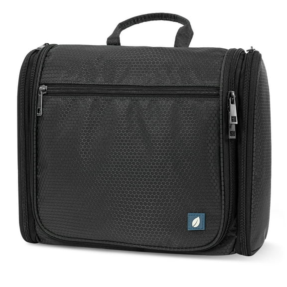 PAVILIA Large Hanging Toiletry Bag Travel Bag Women Men, Cosmetic Organizer, Water Resistant Makeup Bag Accessories Toiletries, Travel Essentials Kit, Black