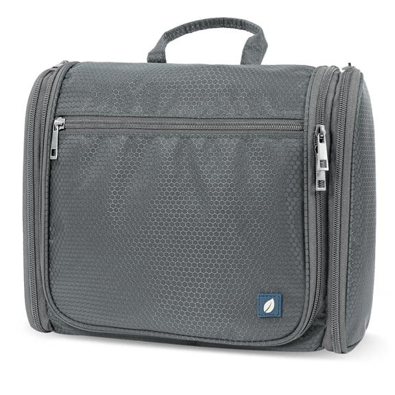 PAVILIA Large Hanging Toiletry Bag for Women Men, Travel Organizer, Gray