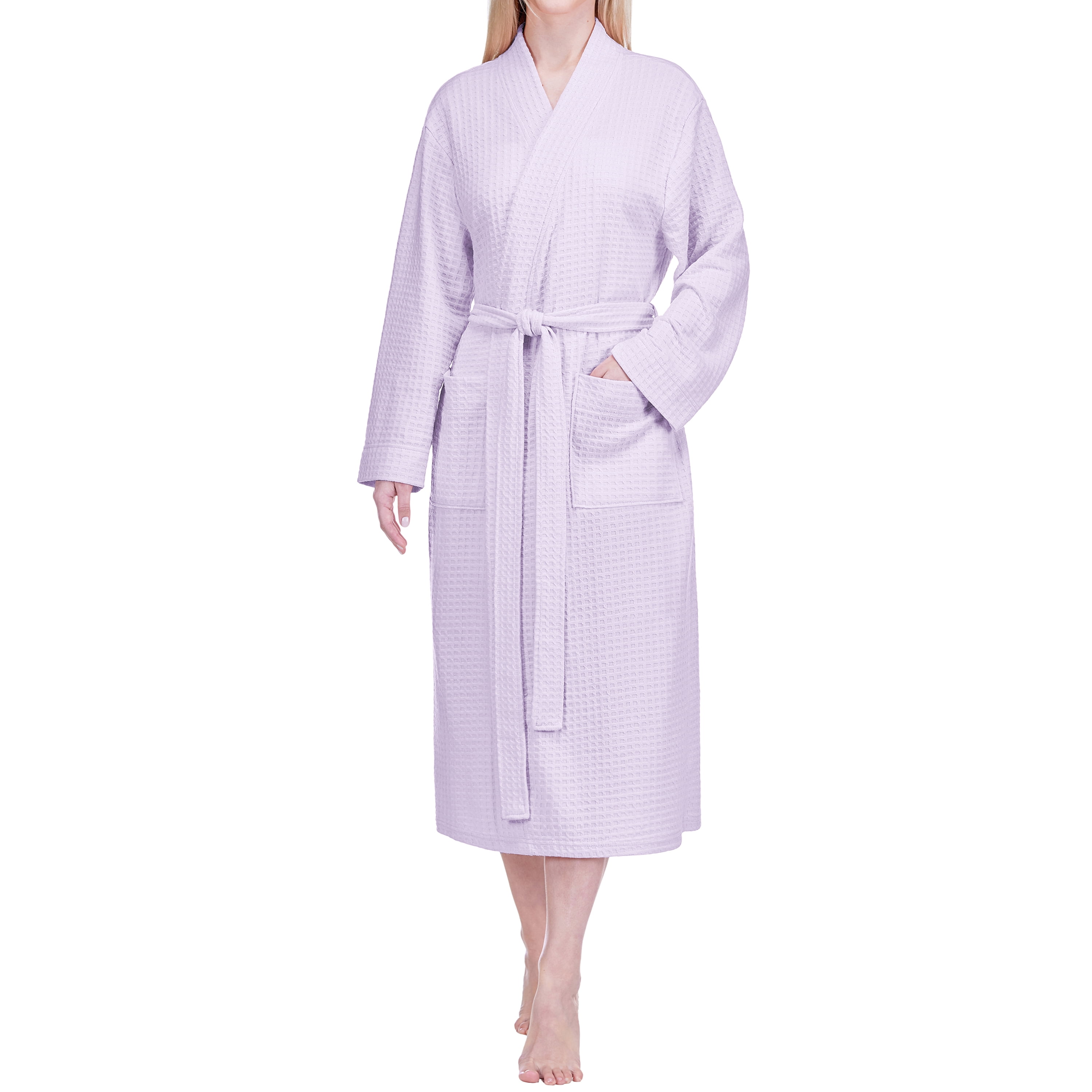 PAVILIA Womens Waffle Knit Robe Lightweight Cotton Blend Full Length ...