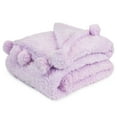 thumbnail image 1 of PAVILIA Lavender Purple Lilac Sherpa Throw Blanket with Soft Pom Pom Fringe, Plush Cozy Warm Blankets for Couch Bed Sofa, Fuzzy Fleece Throw with Pompom, Lightweight Fluffy, Light Purple 50x60 in, 1 of 7