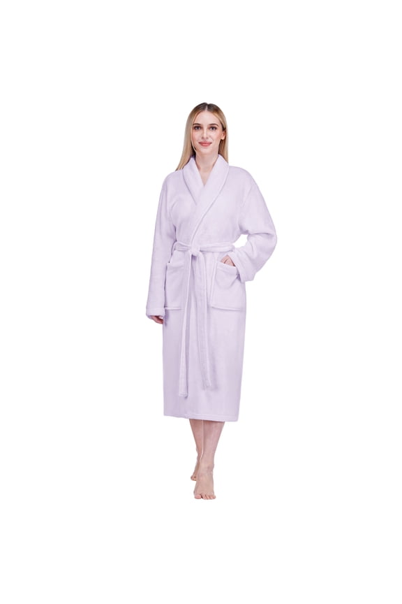 Lavender Purple Women Robe Fleece Plush Soft, Fluffy Fuzzy Cozy Warm Lightweight Bathrobe, Shower Spa House Long Robe for Women, 2XL/3XL