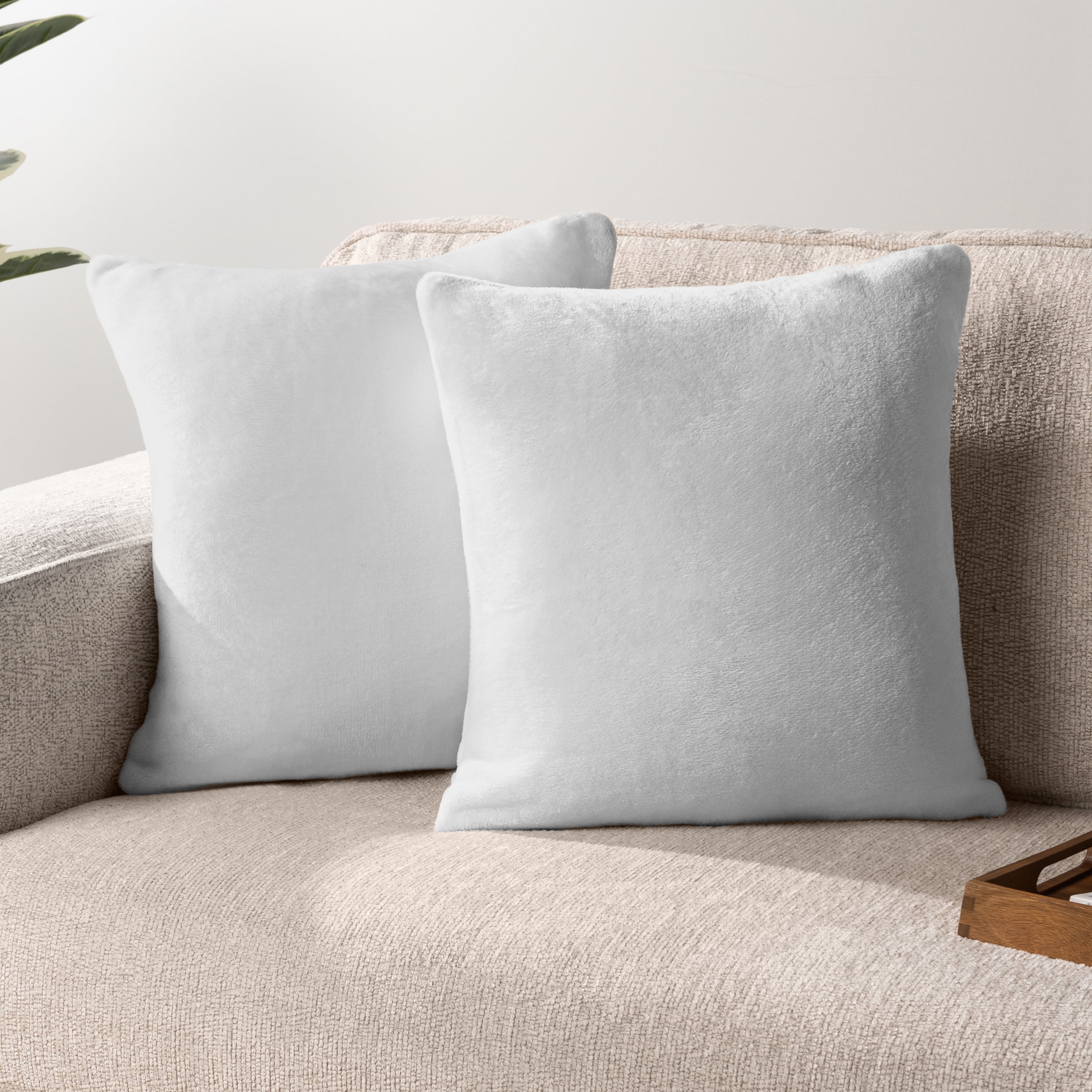 Light Gray Velvet Square Euro Throw Pillow Covers, 18'' x 18''