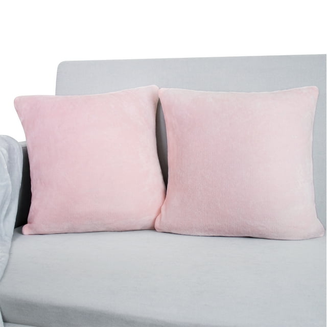 PAVILIA Light Pink Throw Pillow Covers 18x18 Set of 2, Decorative Pillow Cases for Bed Sofa