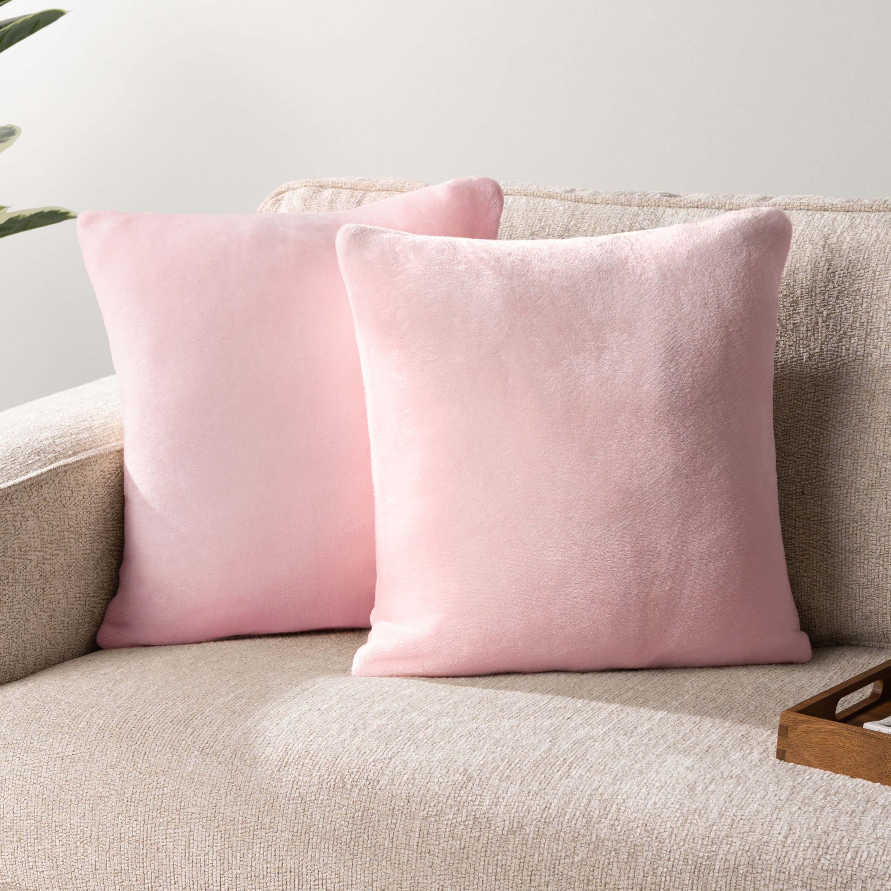 Blush Pink Velvet Euro Throw Pillow Covers Set of 2