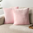 thumbnail image 1 of PAVILIA Light Pink Throw Pillow Covers 20x20 Set of 2, Decorative Pillow Cases for Bed Sofa Couch, Boho Aesthetic Accent Decor Cushion Bedroom Living Room, Velvet Square Euro Sham Covers, Blush Pink, 1 of 8