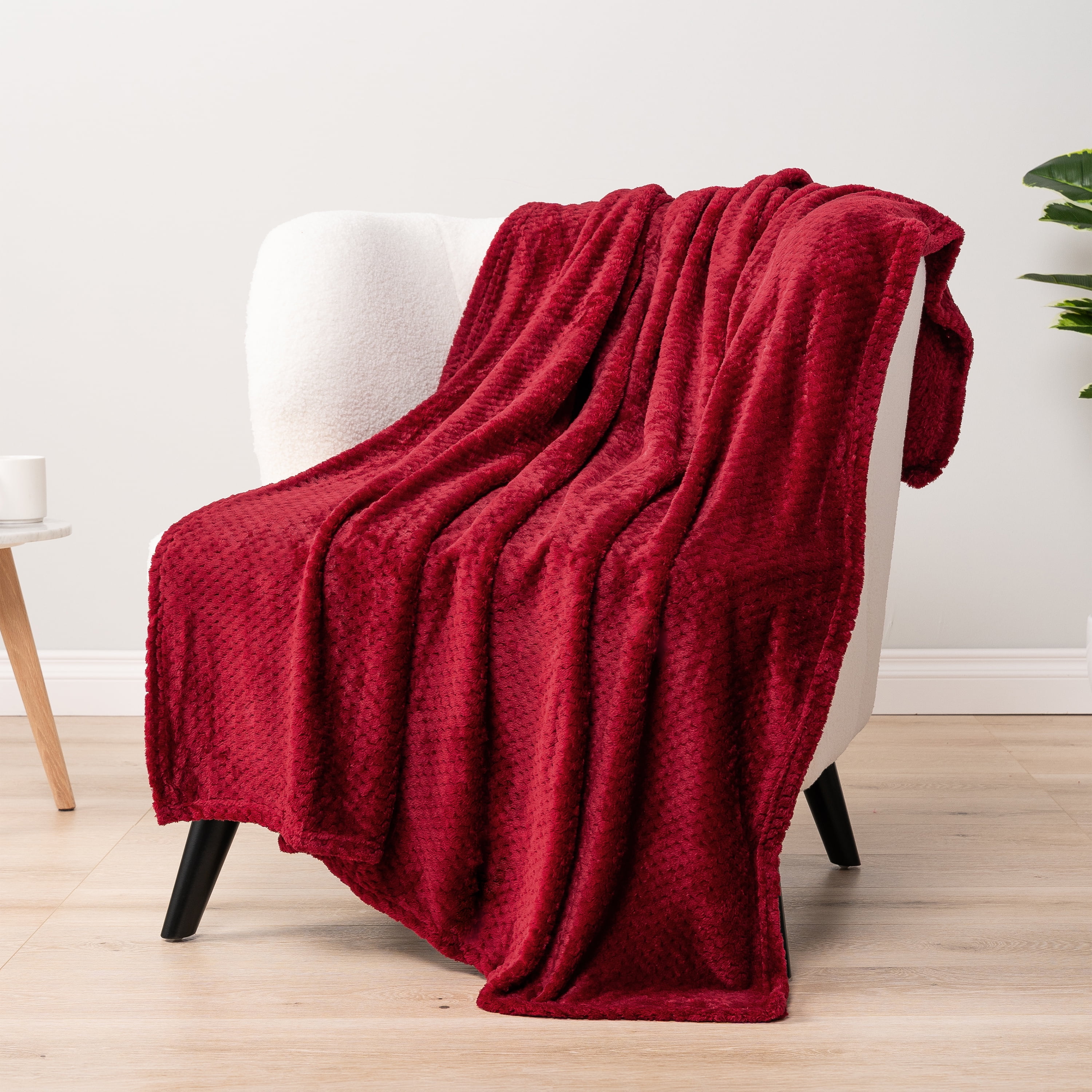 PAVILIA Waffle Fleece Throw Blanket, Soft, Lightweight, All-Season
