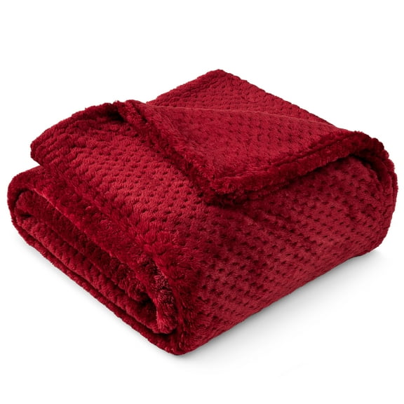 PAVILIA Maroon Red Throw Blanket for Couch, Twin Bed, Soft Fleece Throws for Sofa Chair, Fuzzy Waffle Textured Blanket, Cozy Warm Lightweight All Season Blanket Throw, 60x80