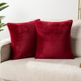 thumbnail image 1 of PAVILIA Maroon Red Throw Pillow Covers 18x18 Set of 2, Decorative Pillow Cases for Bed Sofa Couch, Boho Aesthetic Accent Decor Cushion Bedroom Living Room, Velvet Square Euro Sham Covers, Burgundy Red, 1 of 8