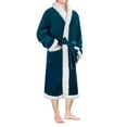 thumbnail image 1 of PAVILIA Mens Robe, Sherpa Lined Robe for Men, Fleece Fluffy Warm Long Bathrobe for Bath Shower Spa with Shawl Collar and Pockets, Sherpa Sea Blue, 1 of 6