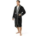thumbnail image 1 of PAVILIA Mens Robe, Soft Robe for Men, Fleece Warm Long Bathrobe for Bath Shower Spa with Shawl Collar and Pockets, Plush Microfiber -Two Tone Black-Gray, 1 of 9