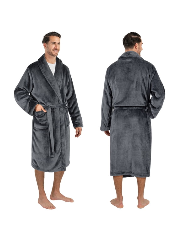 Men's Soft Fleece Bathrobe Lightweight Robe for Men, Gray 2x/3x