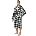 thumbnail image 1 of PAVILIA Mens Soft Robe, Plaid White | Warm Fleece Robes for Men, Soft Spa Bathrobe with Piping, Shawl Collar, and Pockets (Black and White Buffalo Plaid Checkered), 1 of 9