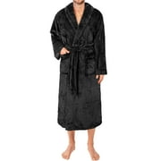 PAVILIA Mens Soft Robe, Plush Fluffy Fleece Bathrobe for Men, Long Sherpa Spa Robe with Shawl Collar (Black,L/XL)