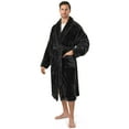 thumbnail image 1 of PAVILIA Mens Soft Robe, Plush Fluffy Fleece Bathrobe for Men, Long Sherpa Spa Robe with Shawl Collar (Black,S/M), 1 of 9